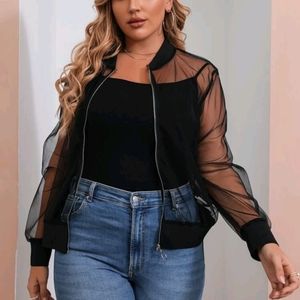 Zip Up Mesh Bomber Jacket Size 4x